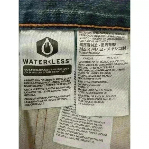 Levi's 559 Jeans Mens 38x32 (42x32) Stretchy Flex Blue Straight Leg Waterless - Picture 6 of 10